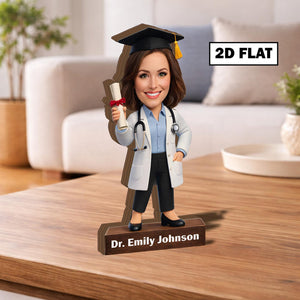 Custom Doctor Graduation Wooden Block, Personalized Doctor Portrait Sign, Medical School Grad Gift, White Coat Ceremony, Residency Match Day