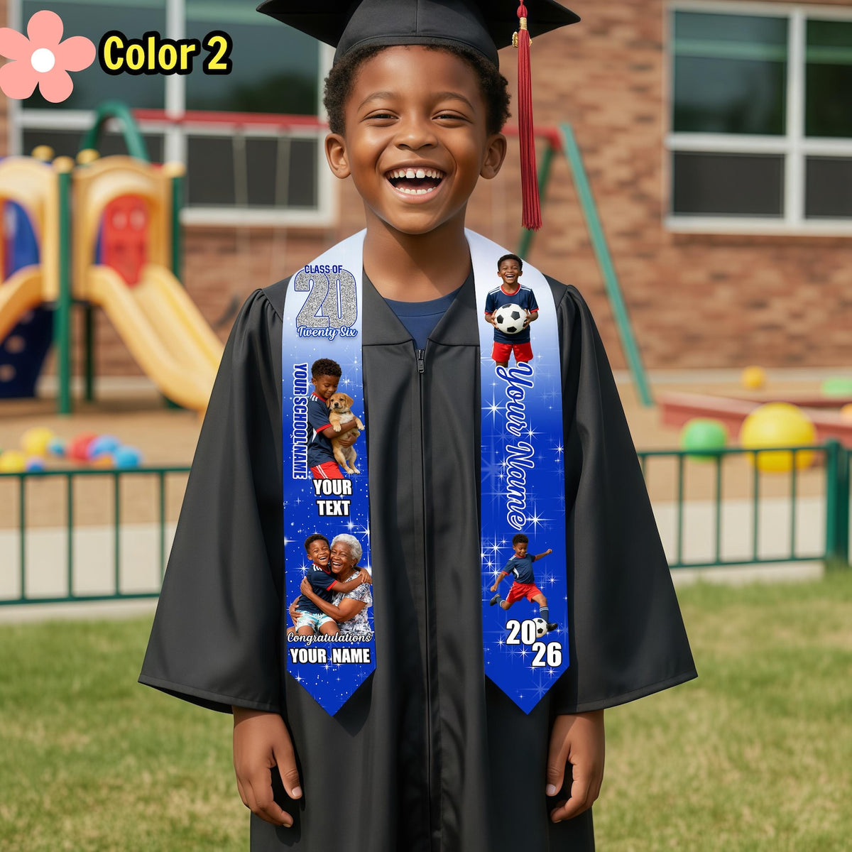 Personalized Kids Graduation Stole, Custom Photo Preschool Kindergarten Sash, Class of 2026 Keepsake