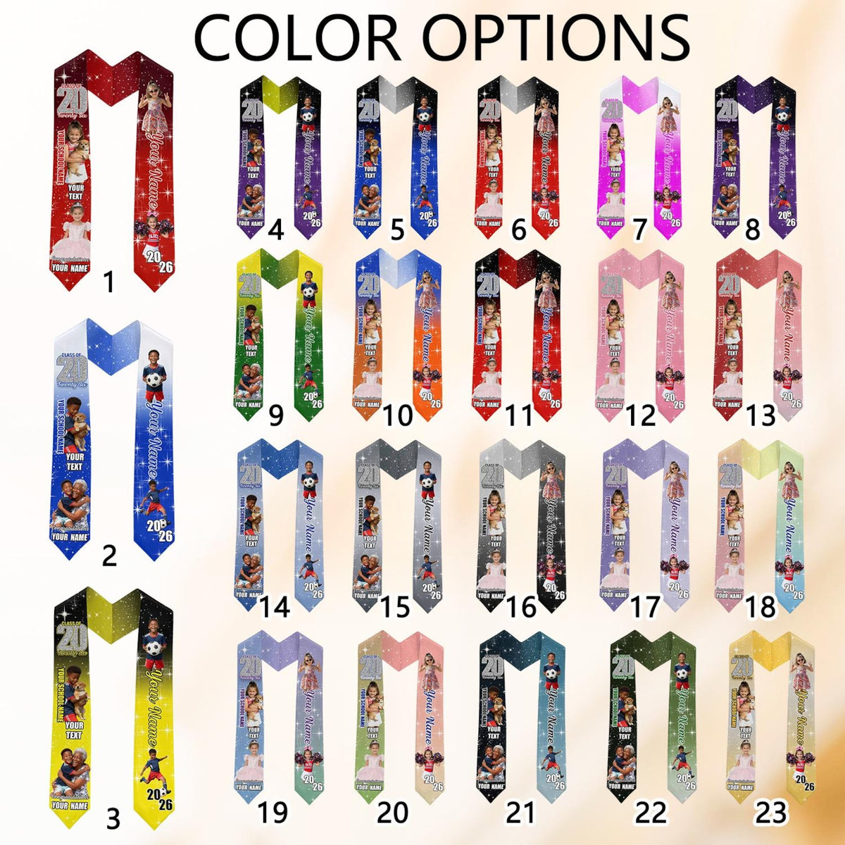 Personalized Kids Graduation Stole, Custom Photo Preschool Kindergarten Sash, Class of 2026 Keepsake