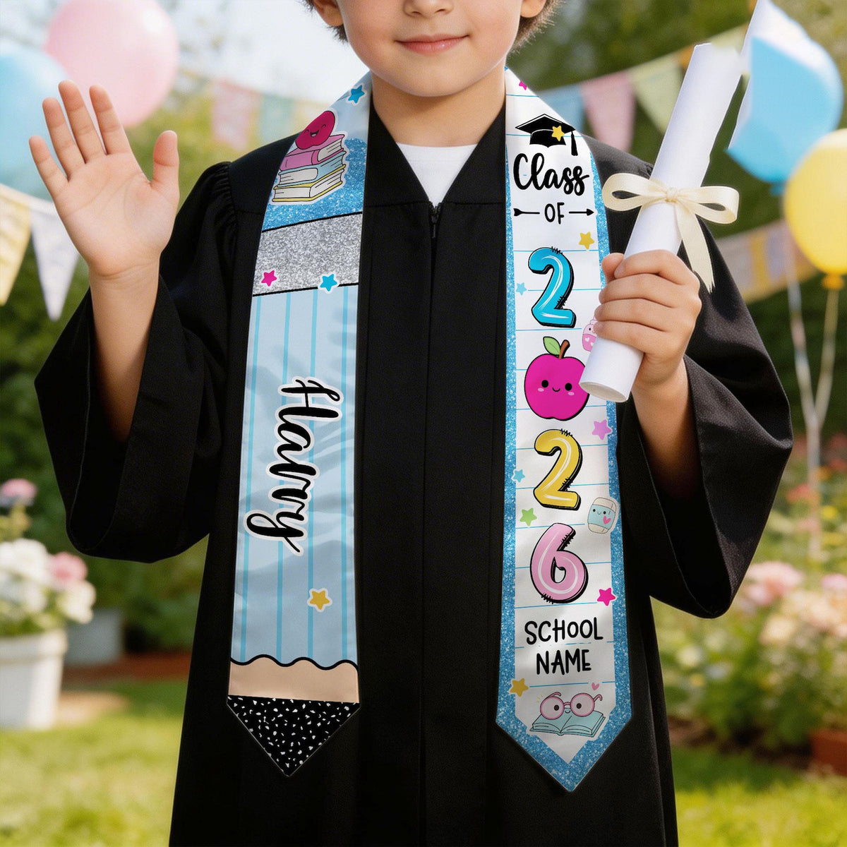 Custom Kid Graduation Stole,Grad Gift for Kids,Class of 2026 Sash,Kids Graduation Sash,Sash For Preschool Kindergarten,Gift For Son Daughter