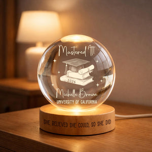 Personalized Masters Degree Gift, Graduation Gift For Her Him, Mastered It 2026 Crystal Ball Night Light, Master's Degree MBA Gift Graduate