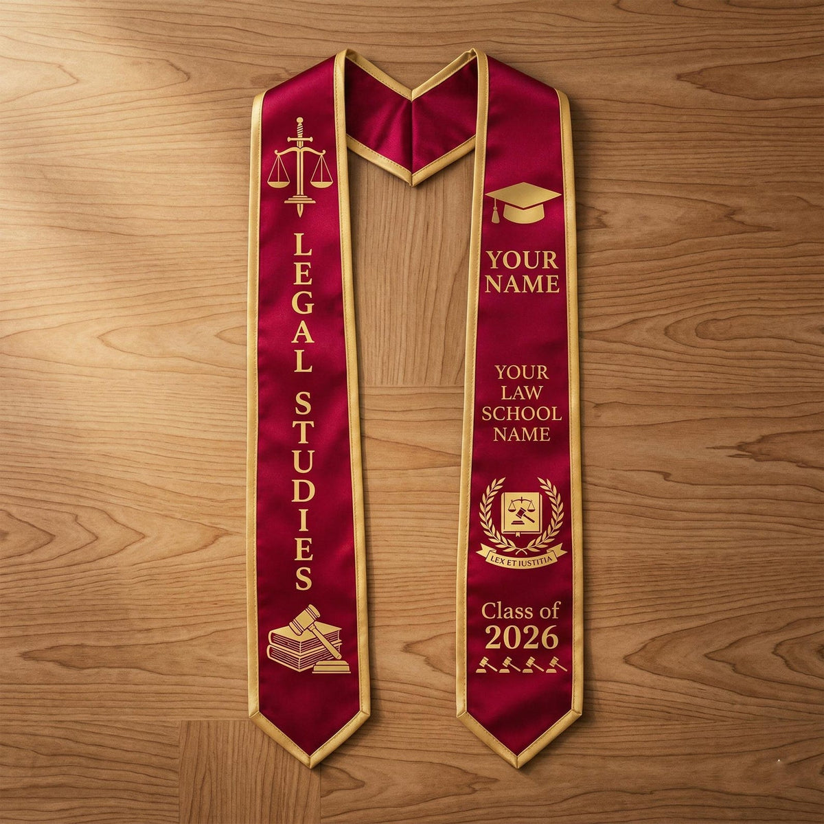 Personalized Graduation Stole Custom Name, Class of 2026 Stole, Custom College Stole, Marketing Graduation Sash, School Name Gift