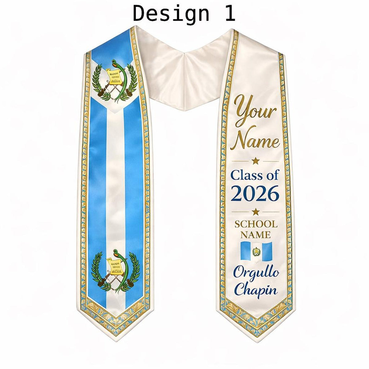Custom Flag Graduation Stole Class of 2026, Personalized Country Heritage Sash, Mexico Brazil USA Africa Philippine Pride, Grad Gift