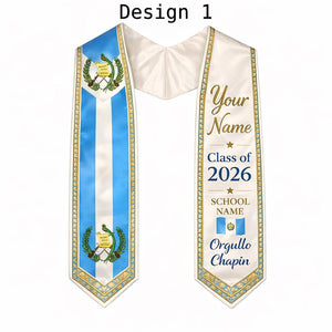 Custom Flag Graduation Stole Class of 2026, Personalized Country Heritage Sash, Mexico Brazil USA Africa Philippine Pride, Grad Gift