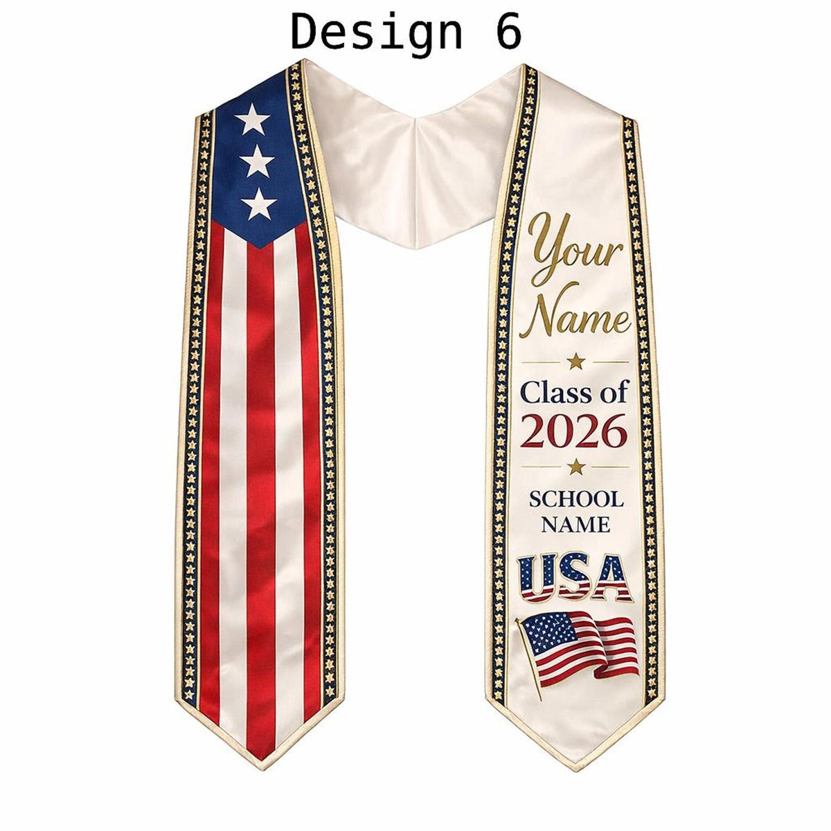 Custom Flag Graduation Stole Class of 2026, Personalized Country Heritage Sash, Mexico Brazil USA Africa Philippine Pride, Grad Gift