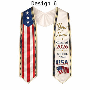 Custom Flag Graduation Stole Class of 2026, Personalized Country Heritage Sash, Mexico Brazil USA Africa Philippine Pride, Grad Gift