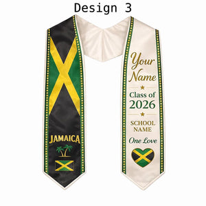 Custom Flag Graduation Stole Class of 2026, Personalized Country Heritage Sash, Mexico Brazil USA Africa Philippine Pride, Grad Gift