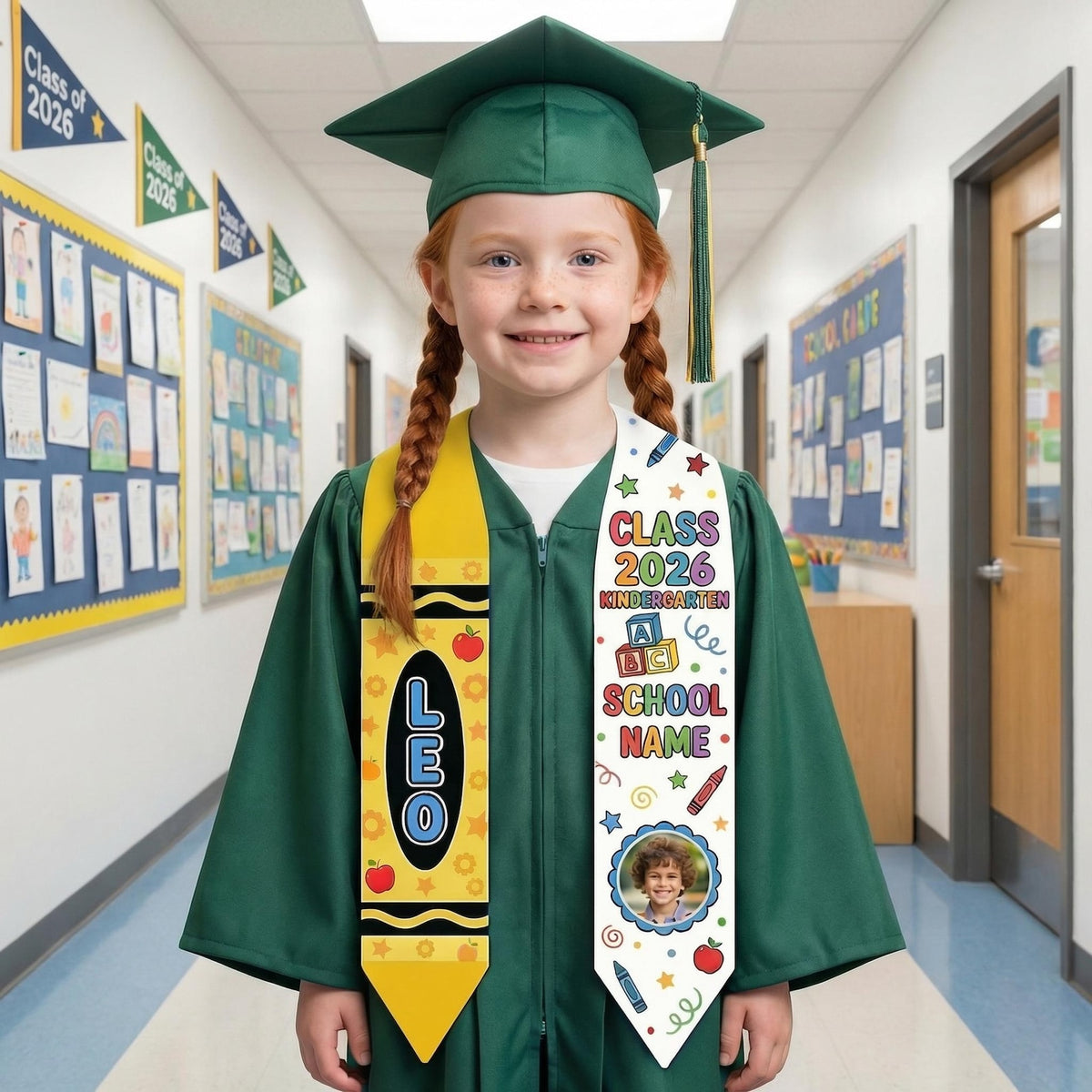 Custom Name Kid Graduation Stole,Grad Gift for Kids,Class of 2026 Kindergarten Stole,Kids Graduation Sash,Preschool Graduation Stole
