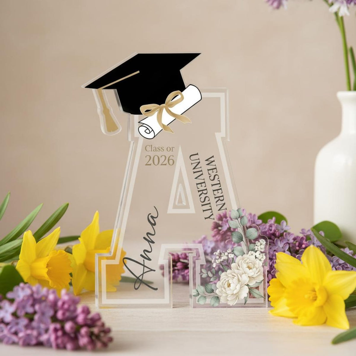 Personalized Graduation Acrylic Decor, Custom Class of 2026 Initial Keepsake