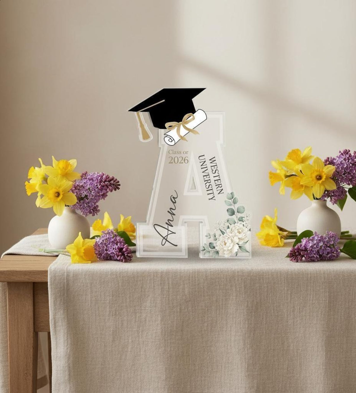 Personalized Graduation Acrylic Decor, Custom Class of 2026 Initial Keepsake