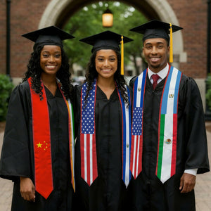Custom 1/2/3/4 Mixed Country Flag Graduation Stole, Personalized Graduate Sash for Friends, Class of 2026 Grad Gifts for Student