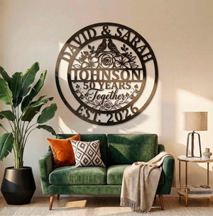 Personalized Anniversary Metal Sign, 6th 50th 60th Anniversary Gift, Wedding Year Decor