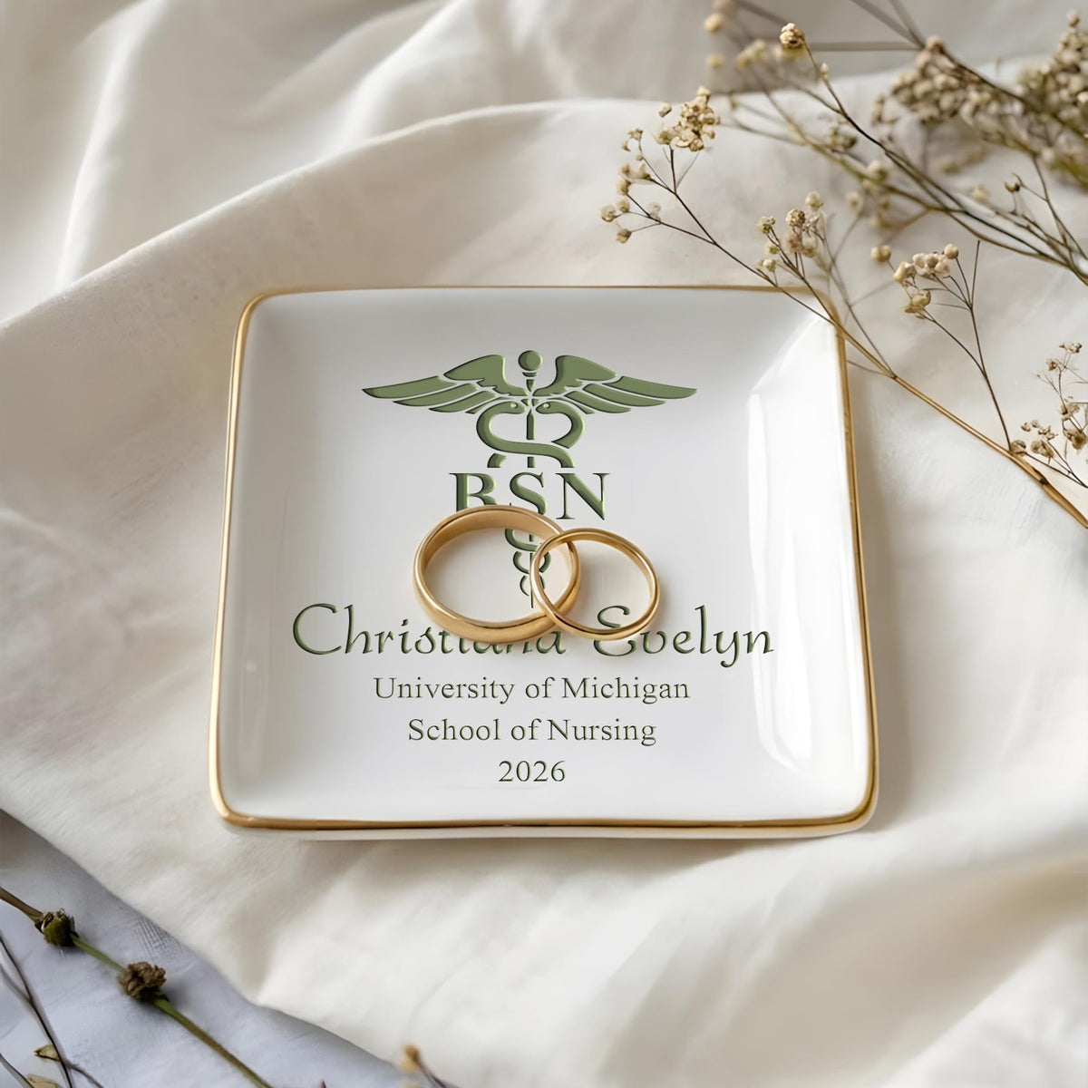 Personalized Nursing Grad Trinket Dish, Custom BSN Nursing Jewelry Dish, New Nurse Gift for Her, Class of 2026