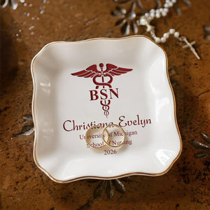Personalized Nursing Grad Trinket Dish, Custom BSN Nursing Jewelry Dish, New Nurse Gift for Her, Class of 2026