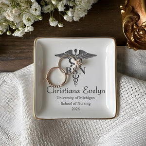 Personalized Nursing Grad Trinket Dish, Custom BSN Nursing Jewelry Dish, New Nurse Gift for Her, Class of 2026