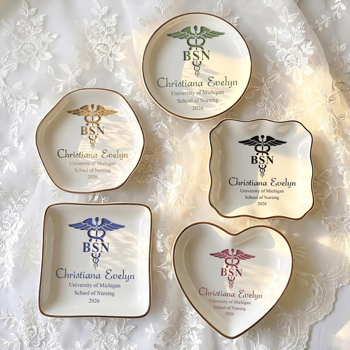 Personalized Nursing Grad Trinket Dish, Custom BSN Nursing Jewelry Dish, New Nurse Gift for Her, Class of 2026