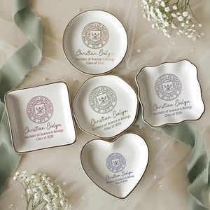 Custom College Logo Graduation Ring Dish, Personalized University Logo Grad Gifts for Her, Class of 2026