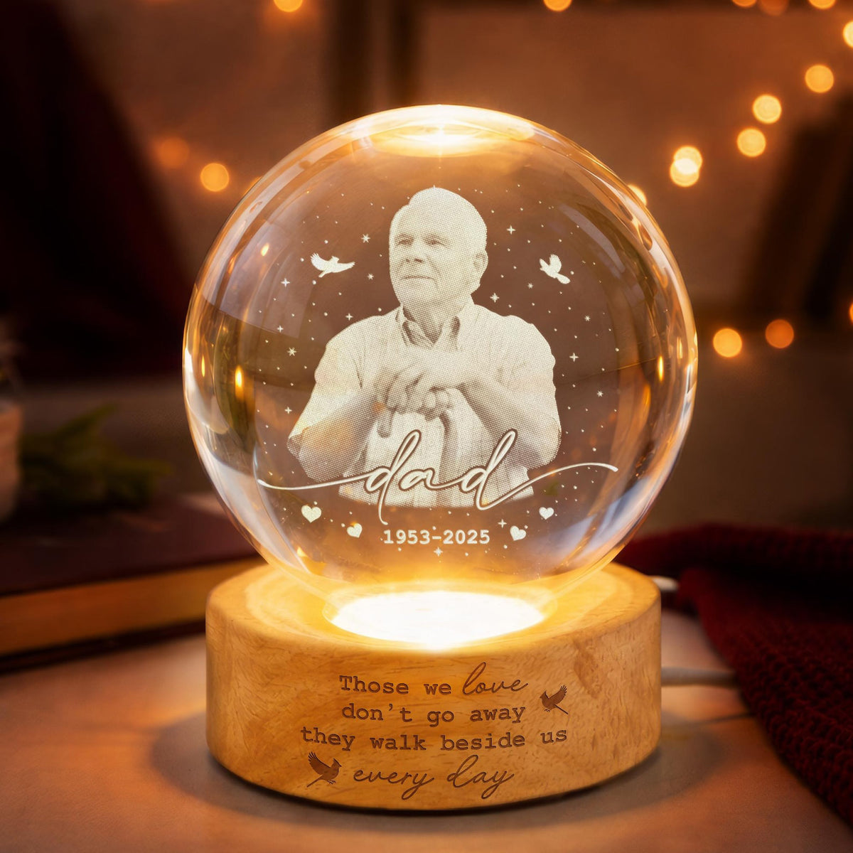Custom Photo Memorial Night Light, Mom Loss Crystal Ball Light, Mom Remembrance Gift, Dad Memorial Gift, Loss of Father Gift, Sympathy Gift