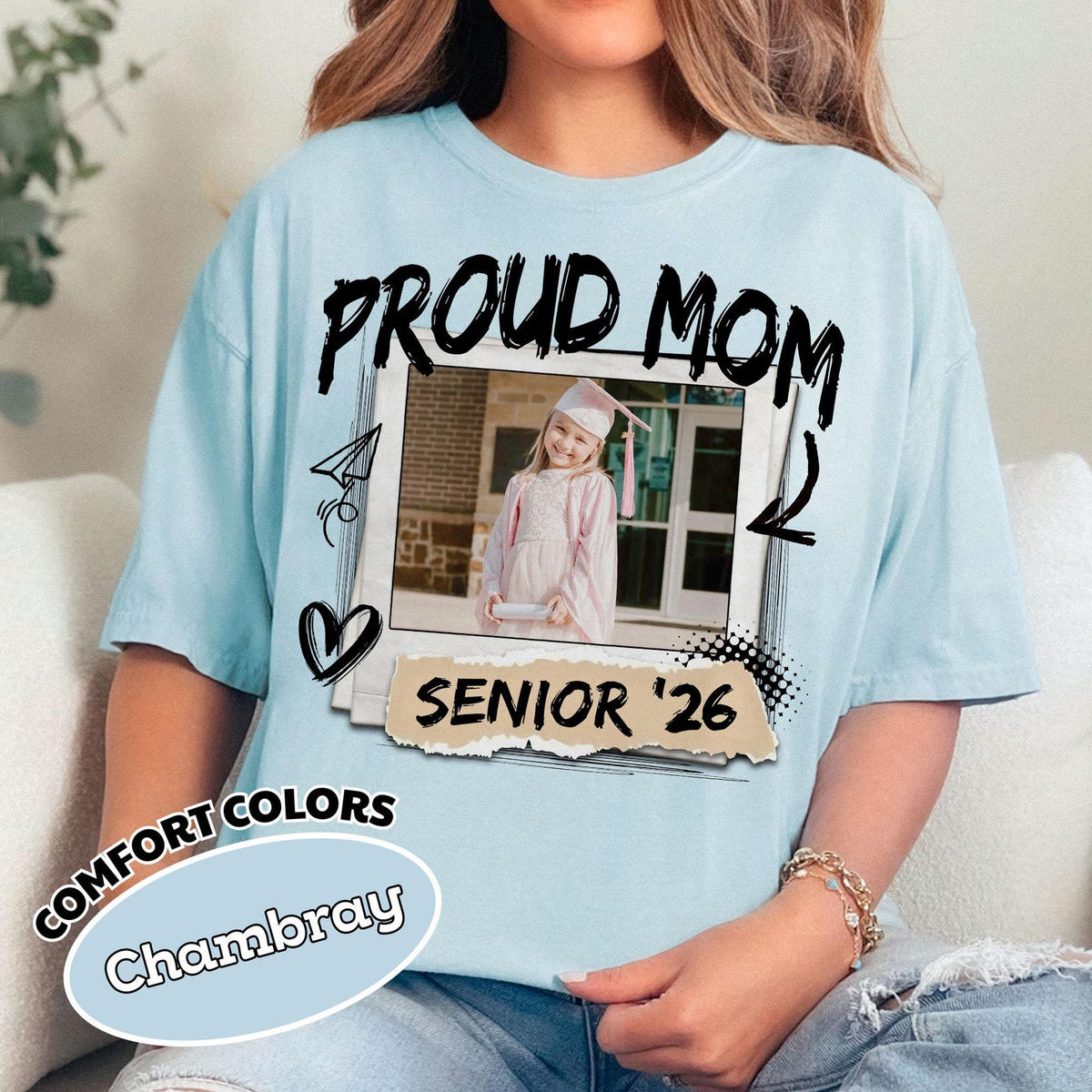 Comfort Colors Senior Mom 2026 Shirt, Custom Photo Class of 2026 Family Shirt, Proud Mom of 2026 Graduate,Custom Senior Mom Graduation Shirt