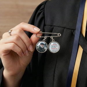 Personalized Graduation Lapel Pin With Photo Charms, Graduation Walking Beside You Every Step, Graduation Day Memorial, Graduation Gown Pin