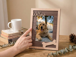 Custom Pet Memorial Frame, Personalized Wooden Picture Frame for Dog, Pet Loss Gift, Dog mom gift, Rainbow Bridge Remembrance, Dog keepsake