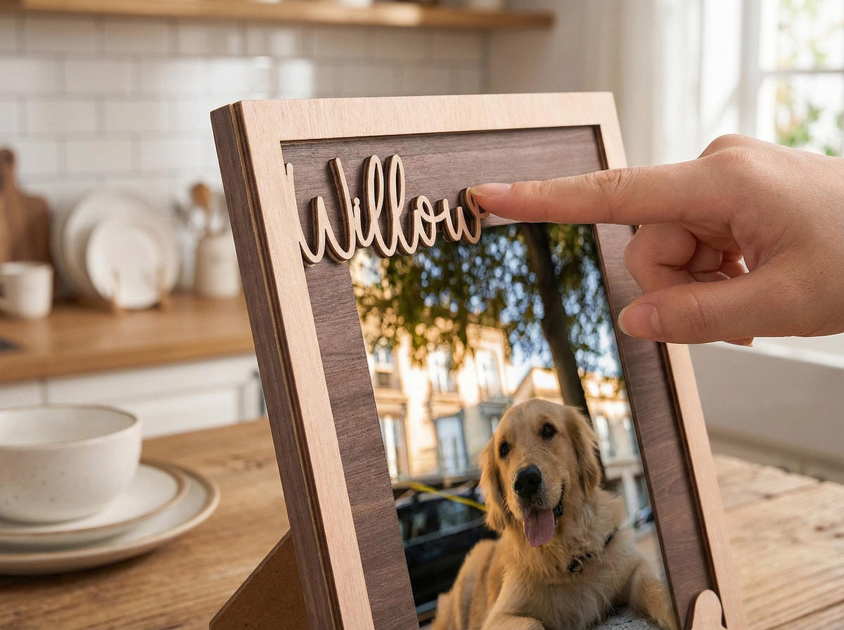 Custom Pet Memorial Frame, Personalized Wooden Picture Frame for Dog, Pet Loss Gift, Dog mom gift, Rainbow Bridge Remembrance, Dog keepsake