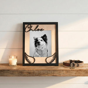 Custom Pet Memorial Frame, Personalized Wooden Picture Frame for Dog, Pet Loss Gift, Dog mom gift, Rainbow Bridge Remembrance, Dog keepsake