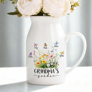Personalized Flower Vase for Mom, Ceramic Flower Vase with Butterfly, Gift from Grandkids, Mother's Day Gift for Mom Grandma, Birthday Gifts