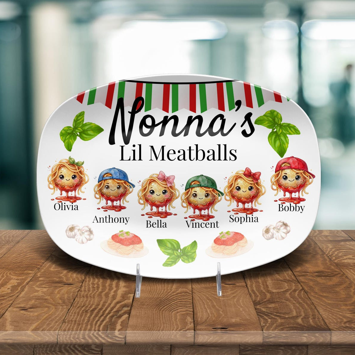 Mother's Day Gift for Nonna, Personalized Grandma Platter, Custom Italian Family Serving Plate, Mother in Law Keepsake Italian Kitchen Decor