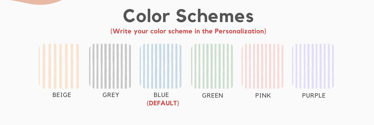 Color scheme and mug color options with pug design on a white background

