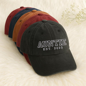 Custom Embroidered Auntie & Uncle Hat, Personalised Aunt Est 2026 Hat, Unisex Baseball Cap, Gift for New Aunts, Baby Announcement Uncle Gift