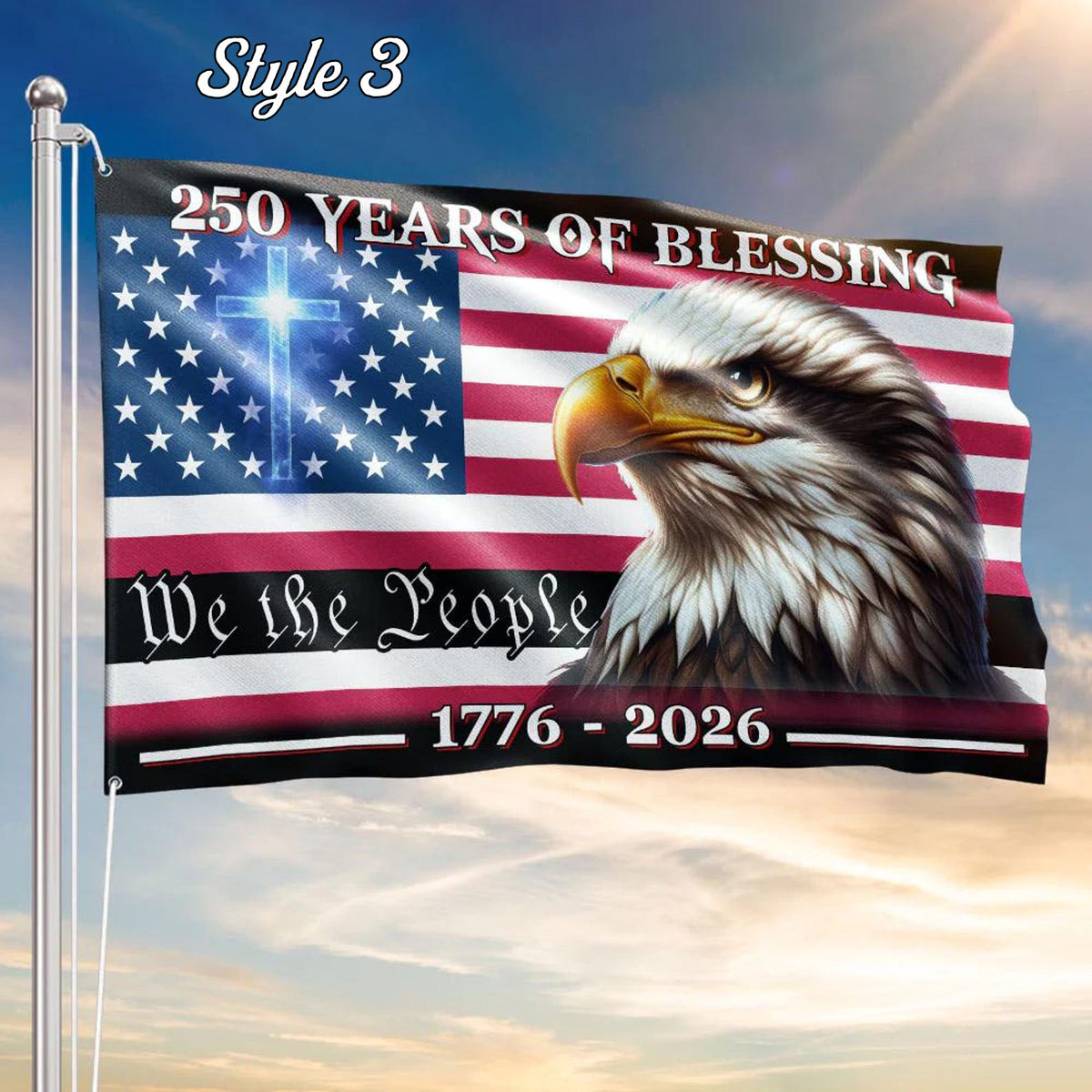 250 Years Freedom USA Flag, 1776 2026 Eagle Betsy Ross Grommet Flag, Multiple Style American History Patriotic Banner, Outdoor Wall Decor