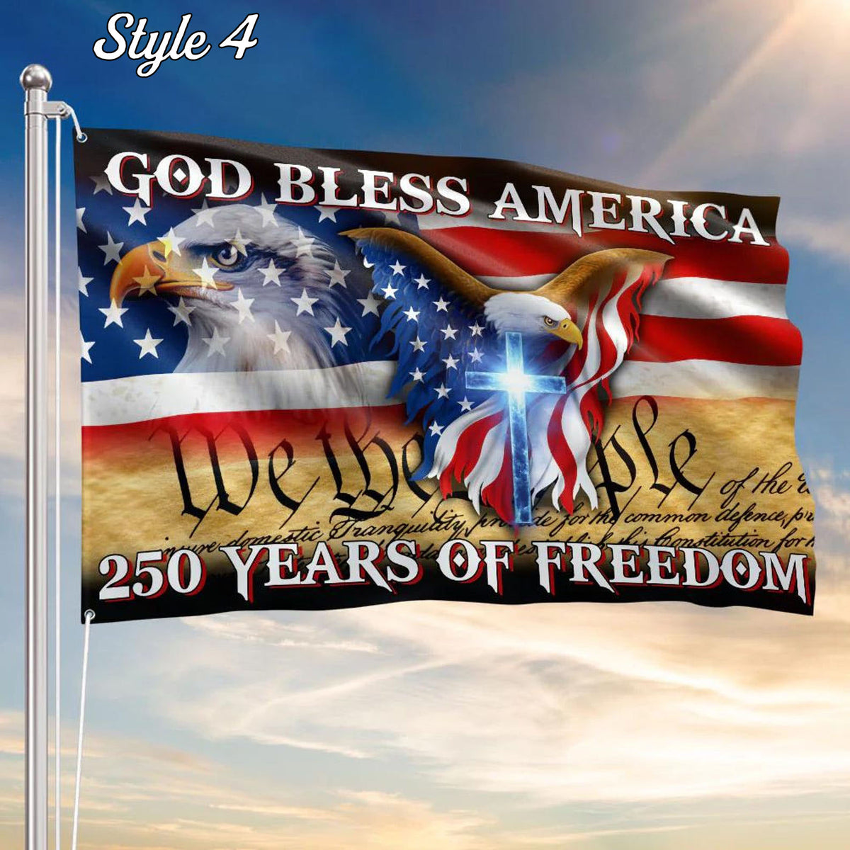 250 Years Freedom USA Flag, 1776 2026 Eagle Betsy Ross Grommet Flag, Multiple Style American History Patriotic Banner, Outdoor Wall Decor