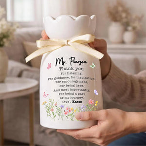 Personalized Teacher Thank You Flower Vase, Teacher Appreciation Gift, Flower Vase Gift for Teacher, Coworker Gift