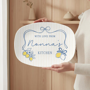 Custom Nonna's Kitchen Platter: Personalized Italian Grandma Plate Pregnancy Announcement for Nona Mother's Day Gift