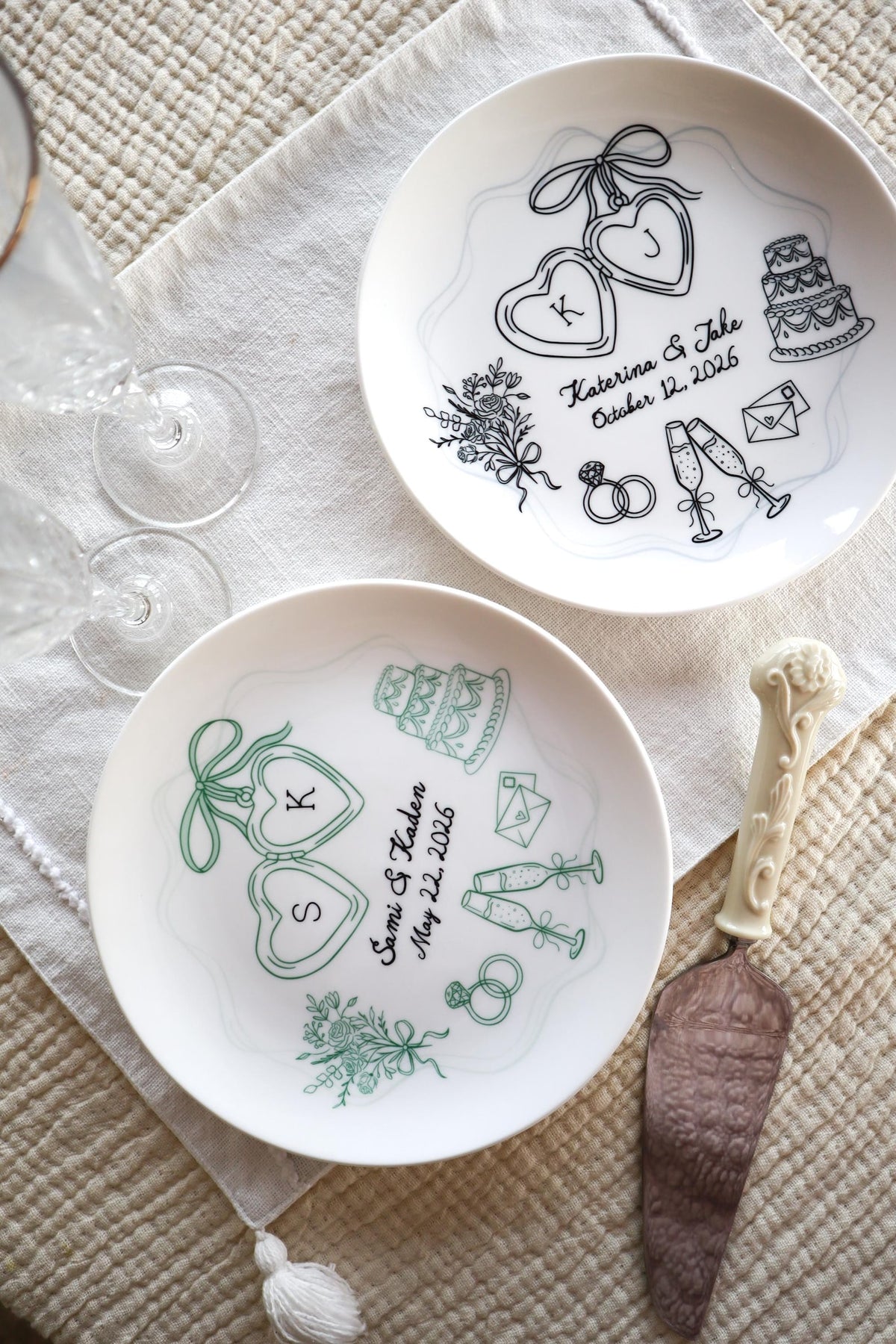 Personalized Ceramic Wedding Plate,  Anniversary or Engagement Keepsake