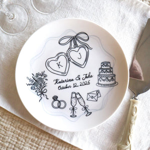 Personalized Ceramic Wedding Plate,  Anniversary or Engagement Keepsake