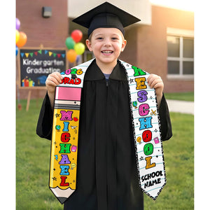 Personalized Prek Grad Pencil Graduation Stole with Name: Class Of 2026 Stole for Boy Girl, Preschool Graduate Sash, Toddler Grad Gifts