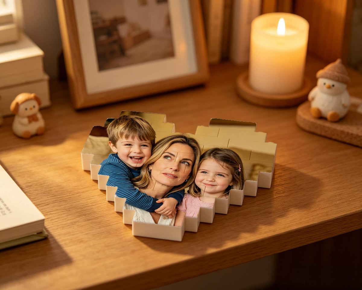 Custom Heart Mom Photo Building Block, Personalized Puzzle Block Puzzle Heart Shape, Building Bricks Puzzle, Photo Gifts Mothers Day Gifts