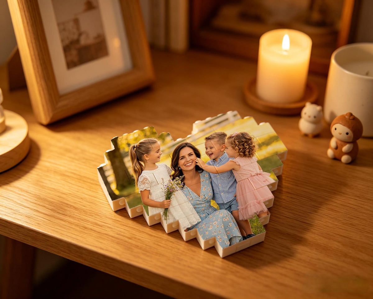 Custom Heart Mom Photo Building Block, Personalized Puzzle Block Puzzle Heart Shape, Building Bricks Puzzle, Photo Gifts Mothers Day Gifts