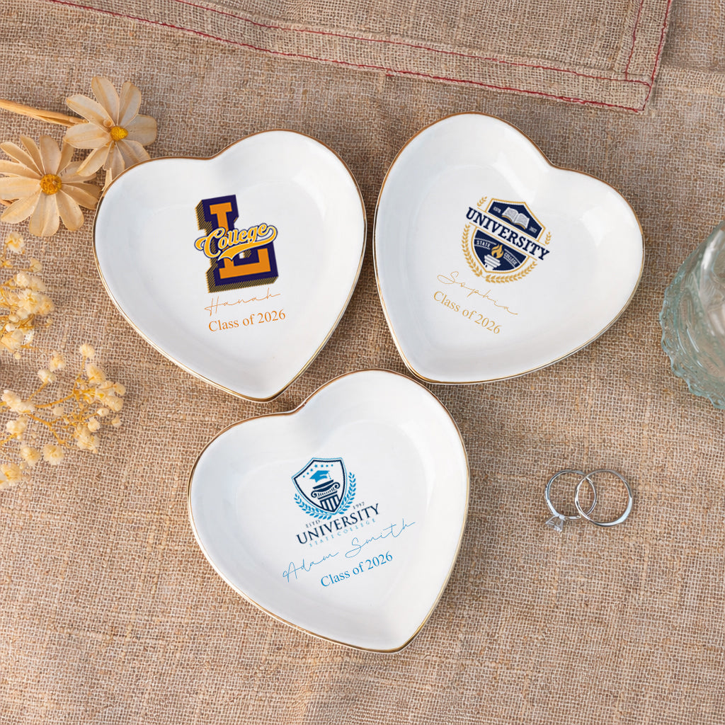 Custom College Logo Trinket Dish, Graduation Jewelry Dish,University Pride Trinket Tray,College Dorm Decor,End of Year Gifts,Alumni Gifts