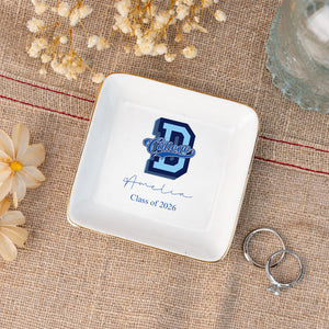 Custom College Logo Trinket Dish, Graduation Jewelry Dish,University Pride Trinket Tray,College Dorm Decor,End of Year Gifts,Alumni Gifts