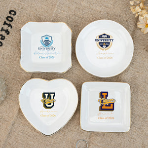Custom College Logo Trinket Dish, Graduation Jewelry Dish,University Pride Trinket Tray,College Dorm Decor,End of Year Gifts,Alumni Gifts