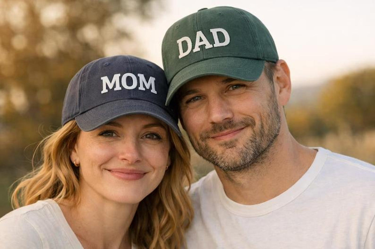 Mom and Dad Embroidered Hat, Personalized Matching Parents Vintage Cap, Baby Announcement Hat, Dad Mom Baseball Cap, Mother's Day Gift