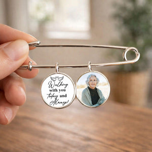 Personalized Graduation Lapel Pin With Photo Charms, Graduation Walking With You Today, Graduation Day Memorial, Graduation Gown Pin