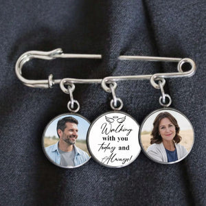 Personalized Graduation Lapel Pin With Photo Charms, Graduation Walking With You Today, Graduation Day Memorial, Graduation Gown Pin