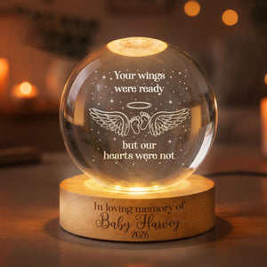 Personalized Baby Memorial Night Light, Miscarriage Memorial Crystal Ball Night Light, Angel Baby Memorial Gifts, Baby Loss, Sympathy Gift
