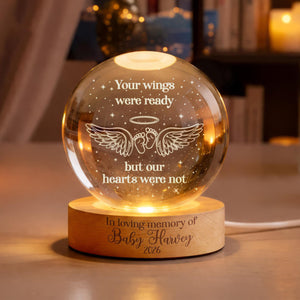 Personalized Baby Memorial Night Light, Miscarriage Memorial Crystal Ball Night Light, Angel Baby Memorial Gifts, Baby Loss, Sympathy Gift