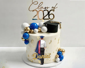 Custom Graduation Acrylic Cake Topper 2026, Personalized Grad Boy Cake Topper, Class of 2026 Party Decor, High School Graduate Gift for Him
