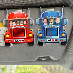 Custom Trucker Kids Photo Car Visor Clip For Dad, Drive Safe Dad Sun Visor Clip, Drive Safe Gift For Grandpa, Father's Day Gift For Husband
